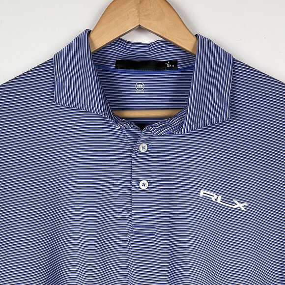 Ralph Lauren RLX Mens Blue Striped Wicking Golf Polo Sz XL - Picture 3 of 7